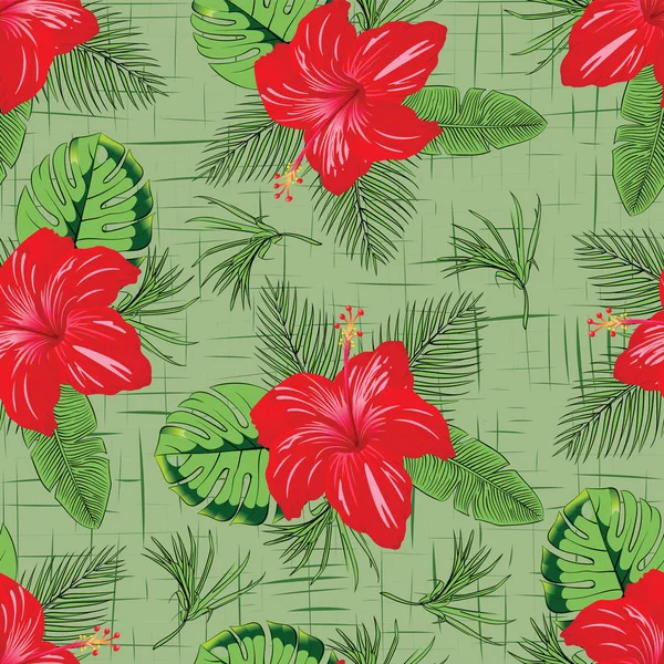 Tropical beautiful flower with leave seamless pattern — Stock Photo, Image