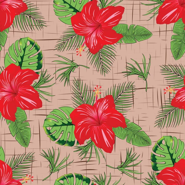 Tropical beautiful flower with leave seamless pattern — Stock Photo, Image