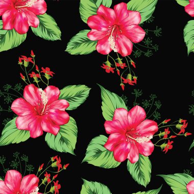 İzin dikişsiz desen ile Tropikal güzel kırmızı çiçek