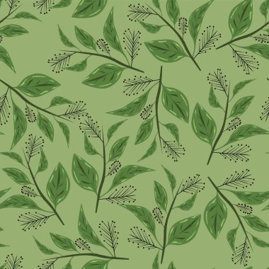 Dikişsiz çiçek dalları ve yaprak deseni