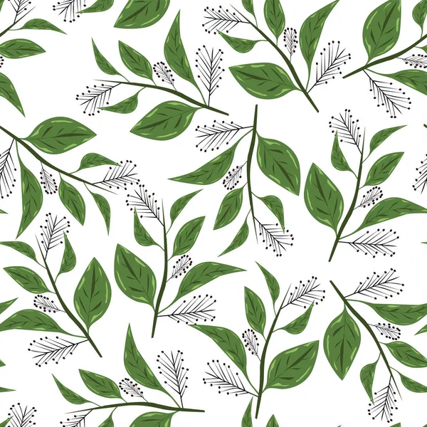 シームレスな花の枝と葉のパターン — ストック写真