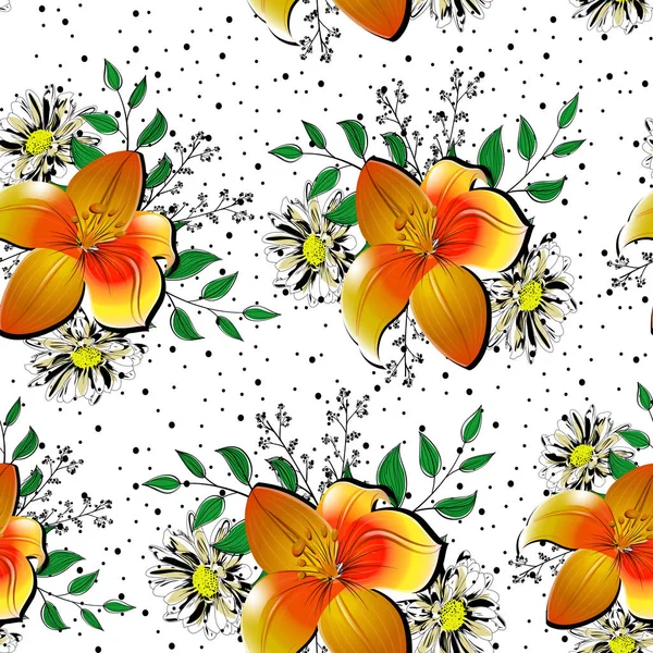 원활한 꽃 가지와 잎 디자인 — 스톡 사진