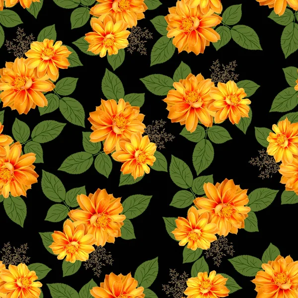 Seamless Dahlia Flower Leave Pattern — Stock Photo, Image