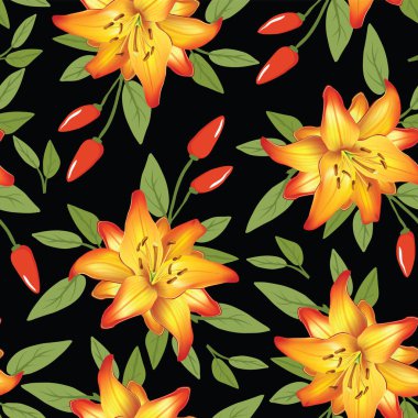 dikişsiz Lily çiçek botanik çiçek desen. Yabani bahar yaprağı kır çiçeği izole