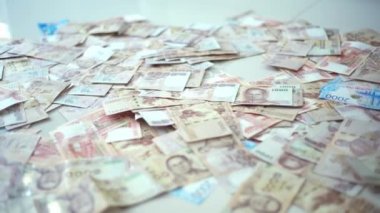 Yakın Tayland para banknotları closeup arka plan, iş için Tayland para, sikke. 1000 görev butts