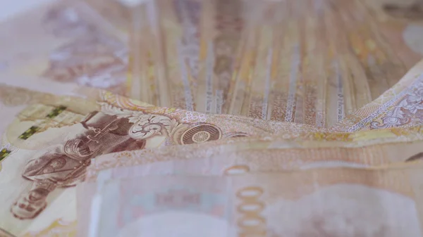 Κλείσιμο ταϊλανδικών χαρτονομισμάτων χρήματα κοντινό φόντο, Ταϊλάνδη χρήματα για επιχειρήσεις, κέρματα. 1000 Κώπες εργασίας — Φωτογραφία Αρχείου
