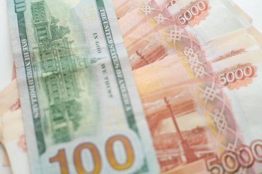 Dolar ve ruble. İş konsepti.
