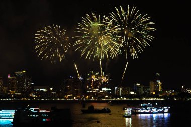 Pattaya Tayland-Mayıs, 24 2019 Uluslararası havai fişek gösterisi Festivali 2019