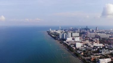 Plaj ve deniz Pattaya Chonburi, Tayland, üst görünüm. 