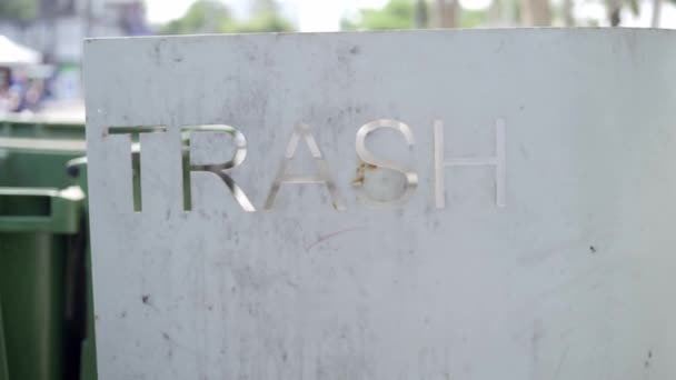 TRESH inscription on iron metal surface. — Stock Video