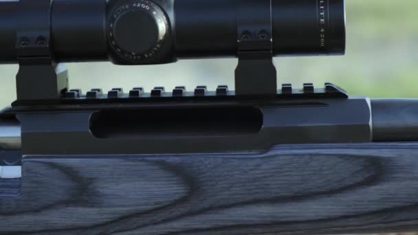 Мужские пальцы заряжают патронную винтовку по одному — стоковое видео