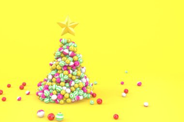 Yılbaşı balosu ve altın yıldızlı Noel ağacı