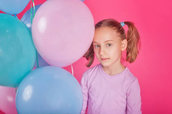 Chica Feliz Con Globos — Foto de Stock