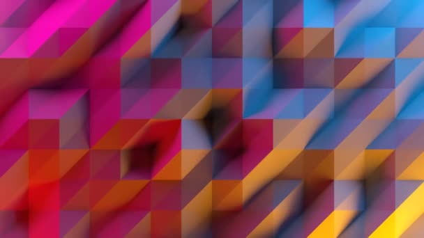 Abstract Animation Low Poly Triangles Render Video Red Purple Orange — Stock Video