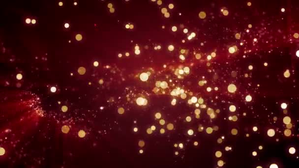 Parçacıklar Işınlarla Hareket Halinde Kırmızı Patlama Yıldızı Enerji Patlaması Döngü — Stok video