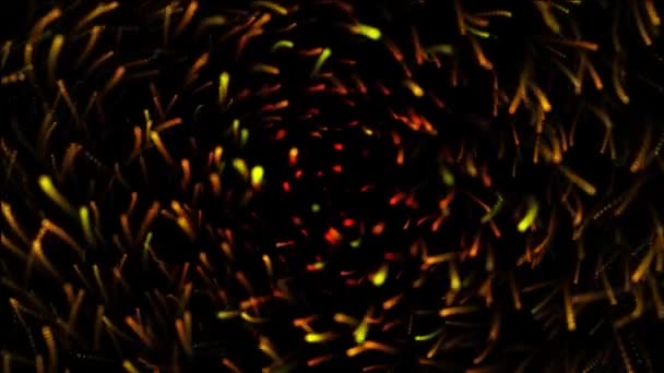 Red Yellow Spheres Rotating Black Background — Stock Video