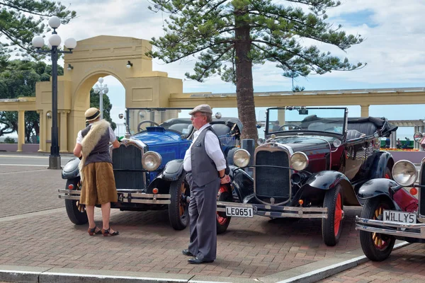 Vintage 1920S 1930S Cars Marine Parade Napier New Zealand Available — Stock Photo, Image