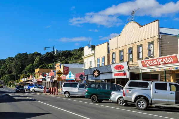 Thames New Zealand Pollenstraße Die Haupteinkaufsstraße Mit Vielen Historischen Holzhäusern — Stockfoto