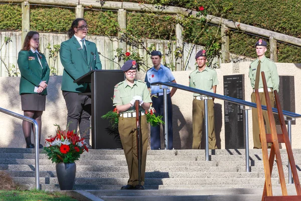 Anzac Day Nationell Minnesdag För Försvarsmakten Memorial Park Tauranga Nya — Stockfoto