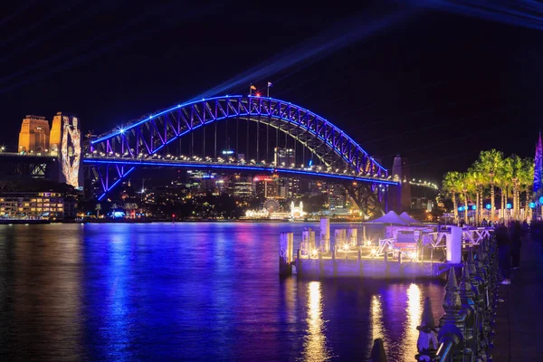 Σίδνεϊ Αυστραλία Γέφυρα Harbour Bridge Από Bennelong Point Όμορφα Φωτισμένη — Φωτογραφία Αρχείου