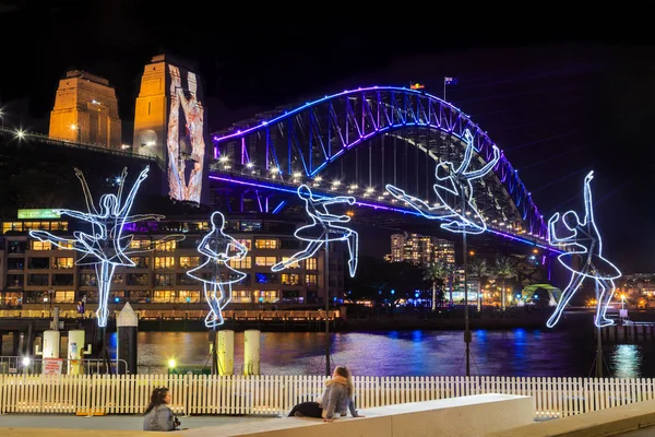 Σίδνεϊ Αυστραλία Εμβληματική Γέφυρα Του Λιμανιού Είναι Χρωματισμένη Για Ετήσιο — Φωτογραφία Αρχείου