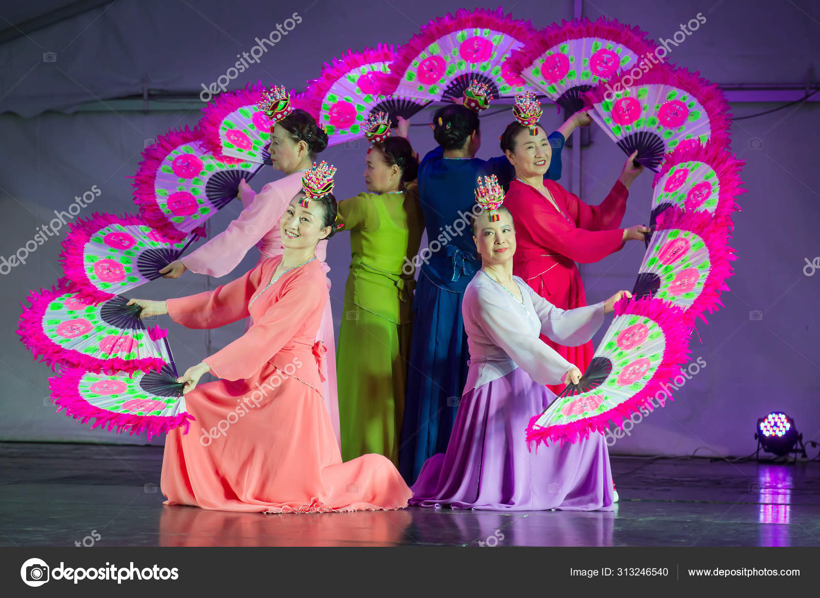 Group Female Korean Fan Dancers Colorful Hanbok Outfits Traditional Dress Stock Editorial Photo MLWilliams 313246540
