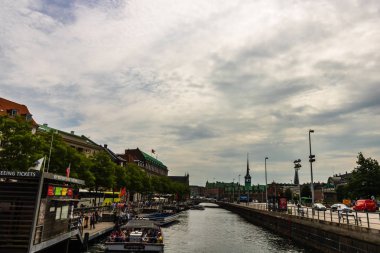 Copenhagen, Danimarka - Kopenhag, Danimarka alışveriş 2019.Main. Sokaklarda dolaşıp turist.