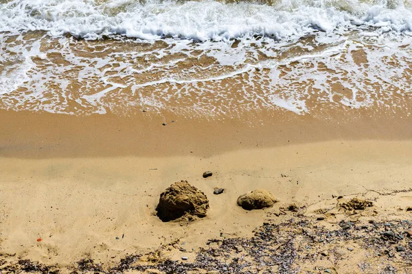 Vista Aérea Playa Ajaccion Córcega Francia Rocas Olas Arena — Foto de Stock