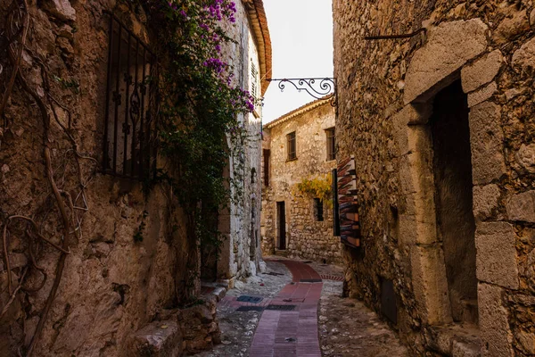 Callejón Estrecho Antiguas Casas Piedra Pueblo Eze Francia —  Fotos de Stock