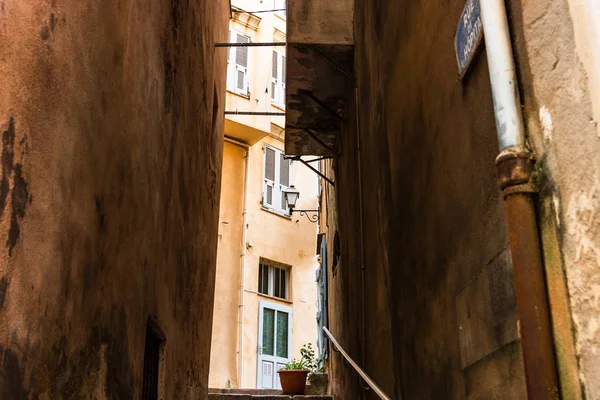 Festői Keskeny Utcái Régi Bonifacio Városát Corsica — Stock Fotó