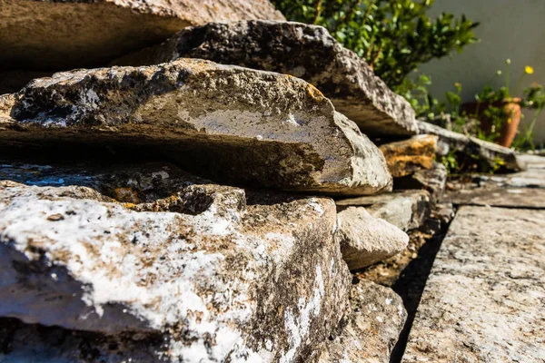 Rock formation used as stairs in Chania, island of Crete, Greece.