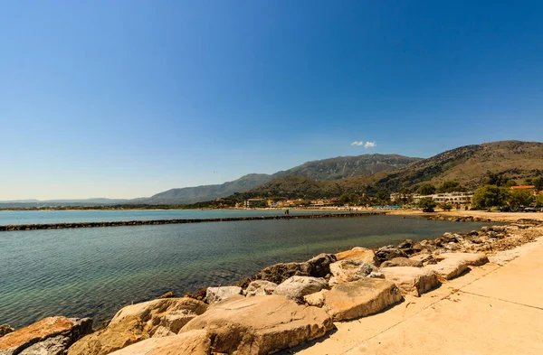 Panorama Des Berühmten Strandes Von Georgioupolis Dorf Beton Insel Griechenland — Stockfoto