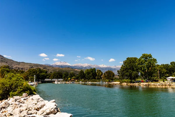 Ciudad Georgioupoli Creta Grecia Cordillera Blanca Nevada Agios Nikolaos — Foto de Stock