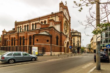 Bükreş, Romanya - 2019. St Joseph Katolik Katedrali veya Catedrala Sf. Iosif Bükreş. Papa Francisc'in Bükreş ziyareti, Romanya.