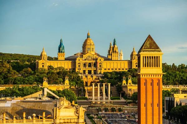 Placa d'Espanya, Venetian Towers and the National Art Museum. Sp — Stock Photo, Image