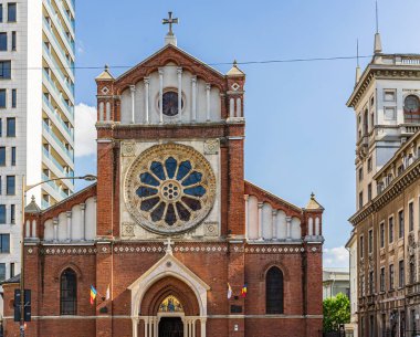 Bükreş, Romanya - 2019. St. Joseph Katolik Katedrali veya Cate