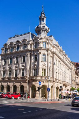 Bükreş, Romanya - 2019. Bükreş şehir merkezinde Victoriei Way. 