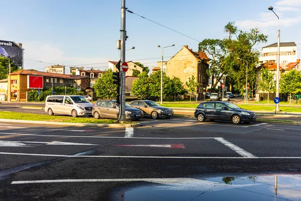 Bucarest Rumania 2019 Tráfico Bulevard Principal Bucarest Centro Bucarest Cruce — Foto de Stock