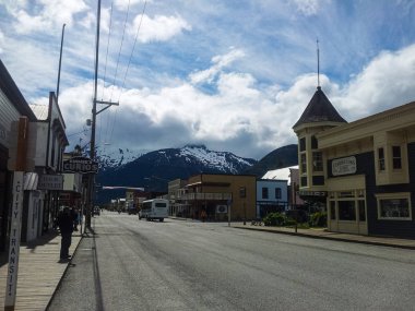 Skagway, Alaska, Amerika - 2019. Skagway eski şehir, şehir merkezi bir