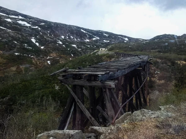 Train tour to Yukon from the port of call Skagway, Alaska, Unite — Stock Photo, Image