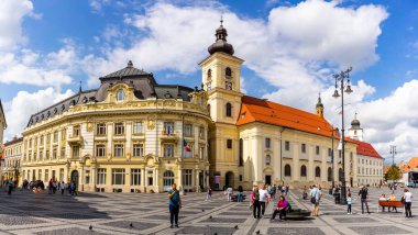 Sibiu, Romanya - 2019. Panoramik Bi merak Turist