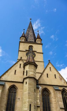 Sibiu Lutheran katedrali Saint Mary Kulesi, Romanya.