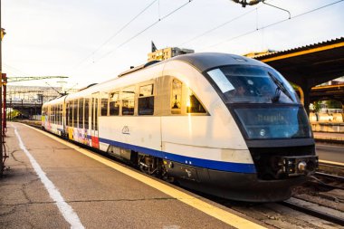 Bükreş Kuzey Tren İstasyonu (Gara) platformunda trenler 