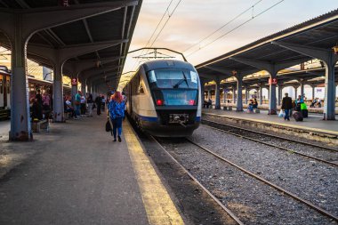 Bükreş Kuzey Tren İstasyonu (Gara) platformunda trenler 