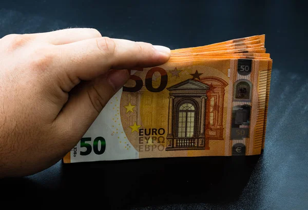 Man counting money, counting EURO close up — Stock Photo, Image