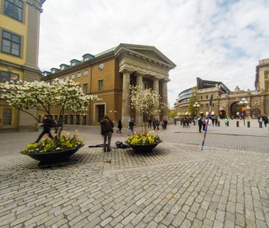 Stockholm'ün eski şehrinin sokakları. Stockholm, İsveç, 2019.