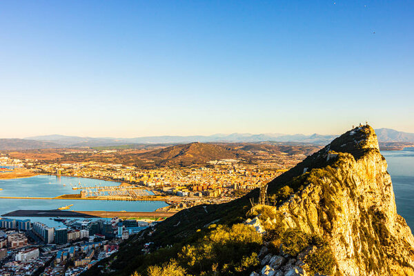 Aerial view of the Rock of Gibraltar, UK.