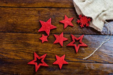 Parıltılı ve parlak Noel süslemeli Noel çuvalı