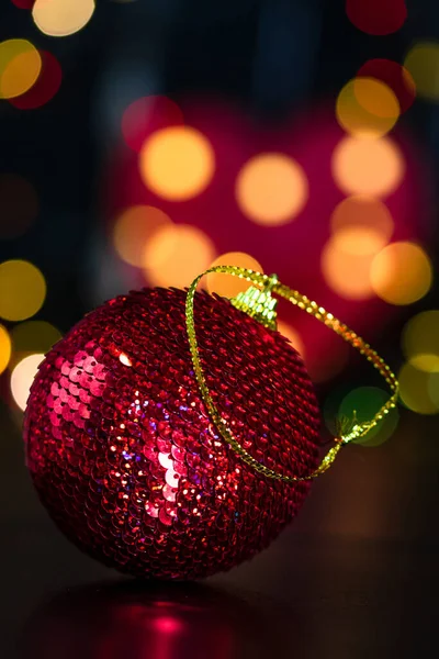 Decoração Natal Ornamentos Composição Natal Luzes Embaçadas Fundo — Fotografia de Stock