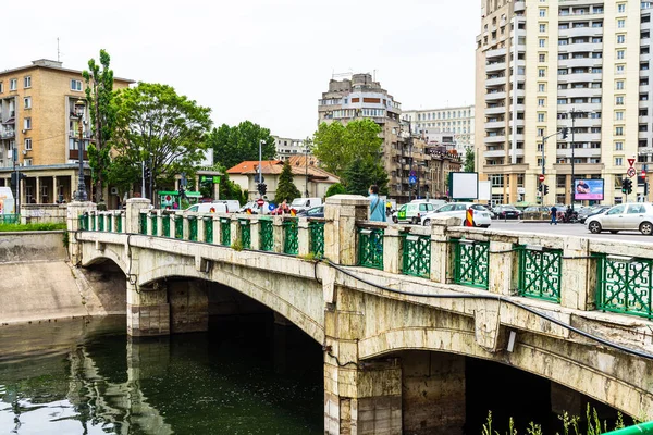 View Bridge Dambovita River Dowtown Bucharest Romania 2020 — Stock Photo, Image